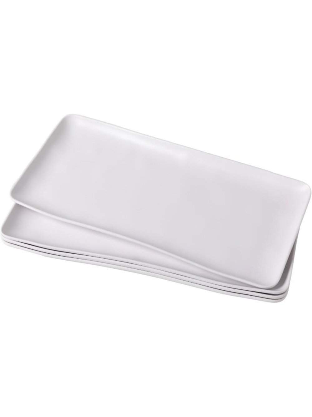 Elegant White Melamine Serving Platter Set of 4 - 14 Inch Rectangular Trays